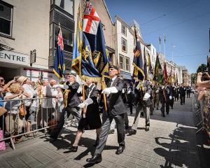 The Band of Her Majesty’s Royal Marines lead a parade of several hundred military personnel through Exeter City Centre, to celebrate Armed Forces Day.