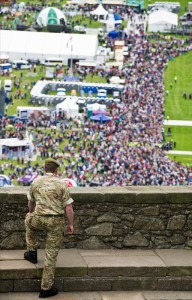 Soldier watching the crowds in Stirling