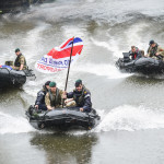 Royal Navy transport flag in rib boat