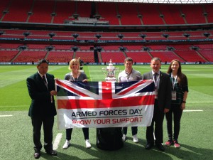 Servicemen and women with the FA Cup