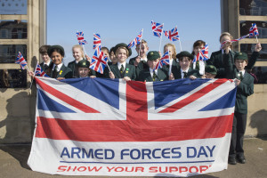 For 100 Days to go in Cleethorpes, an RAF Tornado flew over the Armed Forces Gate in Cleethorpes at midday, watched by children from a local school. To get into the celebratory spirit personnel from the Royal Navy, Army and Royal Air Force held a special school lesson for the children in how to salute properly.