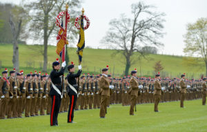 The Royal Regiment of Fusiliers' colours on parade 