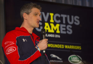 UK Invictus Captain Dave Wiseman congratulating the squad at the launch.