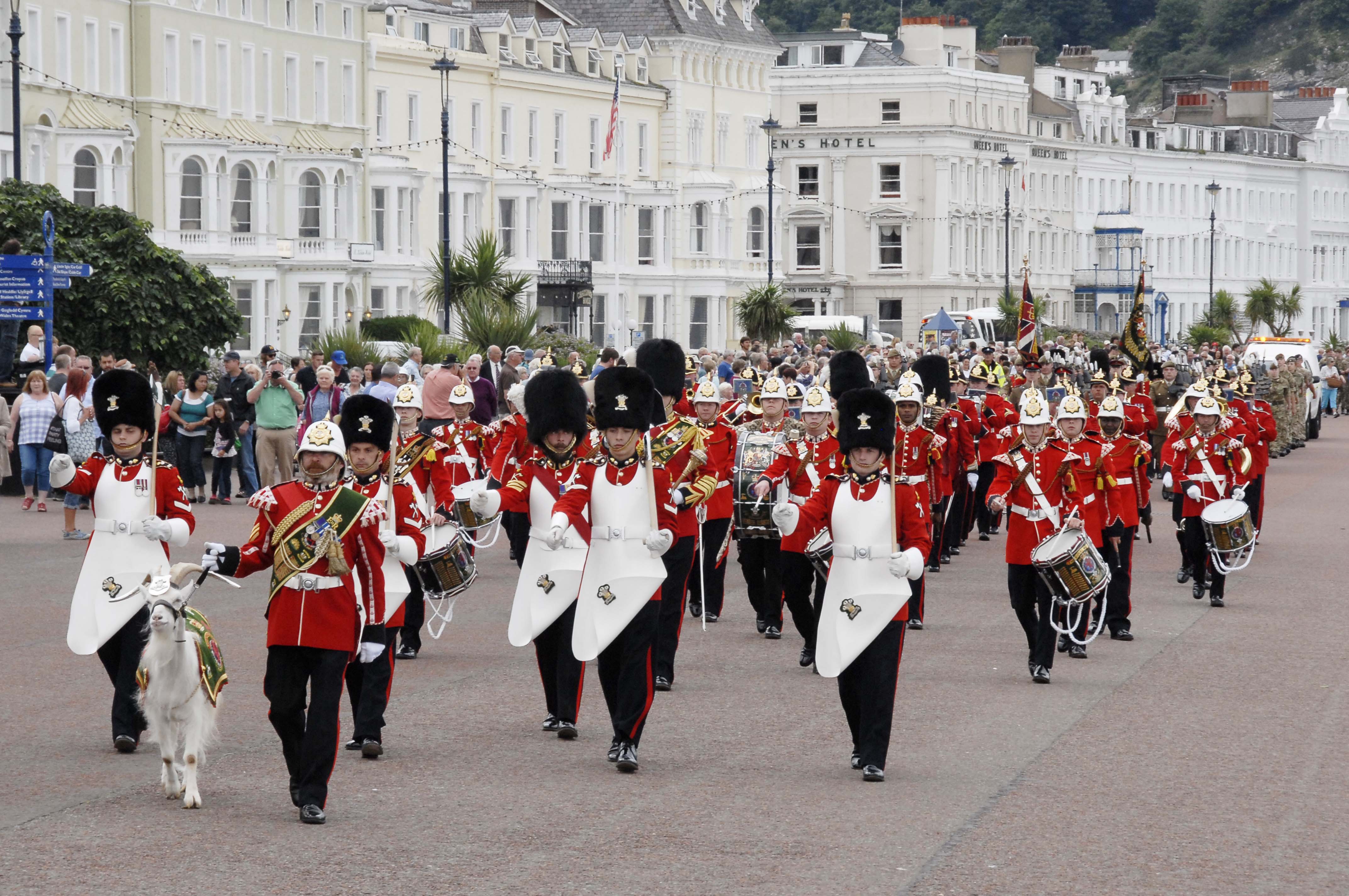 The Royal Welsh marching through Llandudno in July 2016 to re-affirm the Freedom of the County of Conwy.
